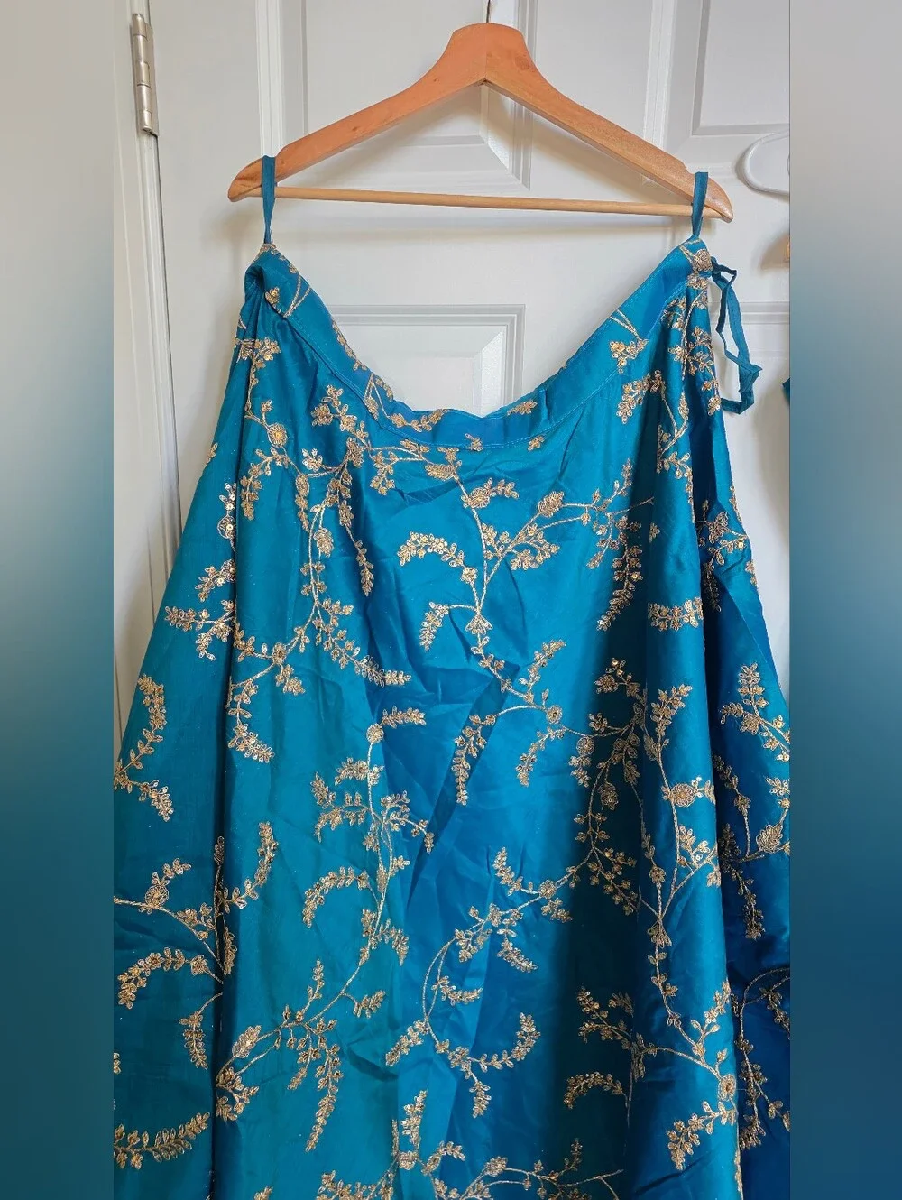Teal Blue Embroidered Lehenga Choli – US  10 Large